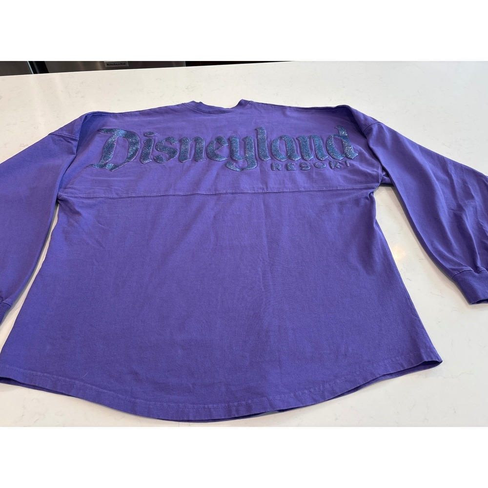 Disneyland Resort Spirit Jersey Purple Glitter Logo Long Sleeve Shirt Medium